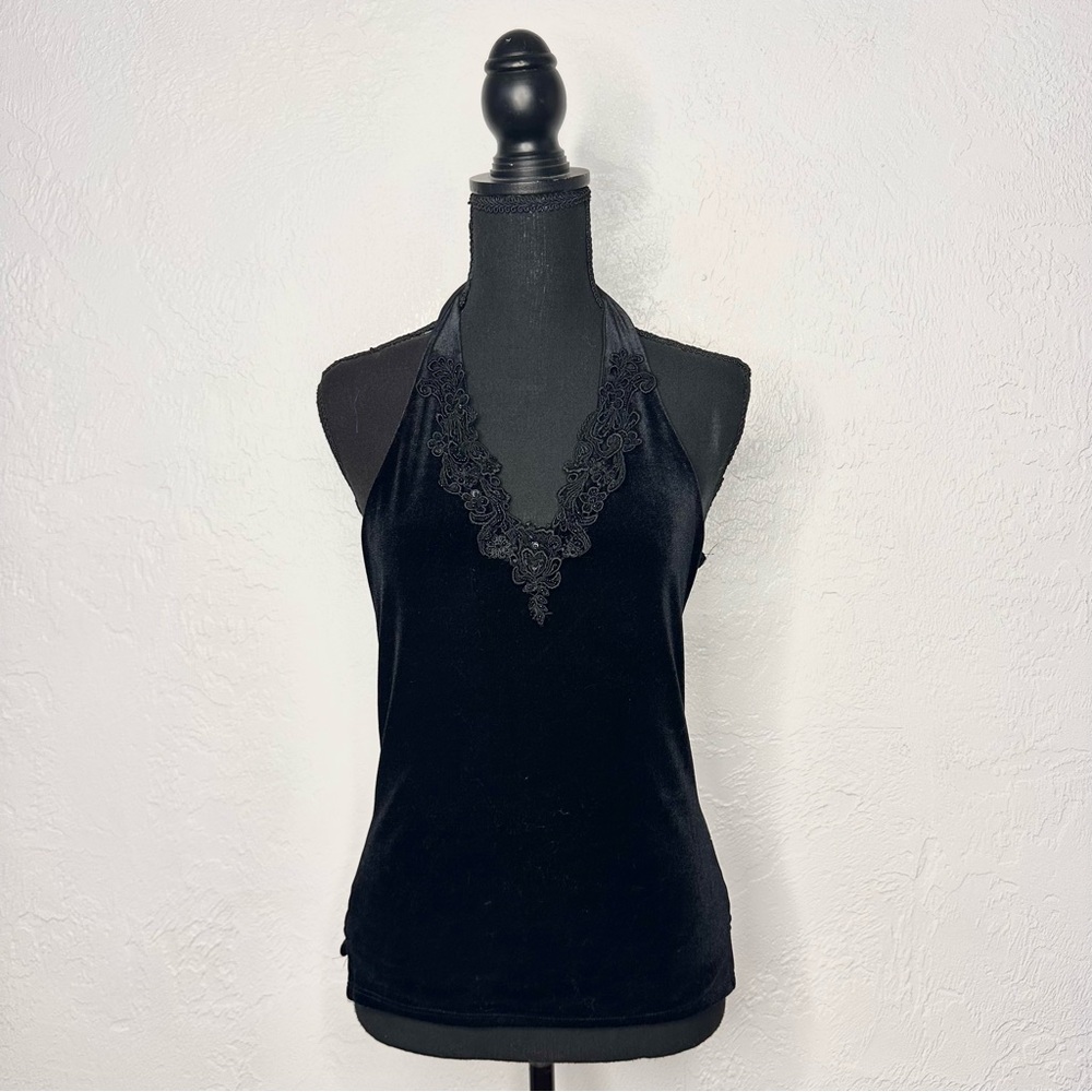 Vintage ms J black velvet blouse